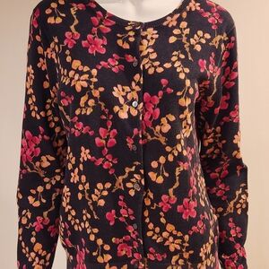 Lands' End Supima Cotton Sweater - Black and Cream